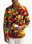 Royaura Christmas Gold Neon Men's Long Sleeve Shirts Stretch Plus Size Drama Costume Button Shirts
