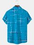 Royaura  50’S Vintage Mid-Century Modern Geometric Blue Men's Stretch Plus Aloha Casual Pocket Short Sleeve Shirts