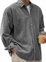 Royaura® Basic Solid Color Cotton Linen Print Men's Button Pocket Long Sleeve Shirt Big & Tall