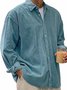 Royaura® Basic Solid Color Cotton Linen Print Men's Button Pocket Long Sleeve Shirt Big & Tall