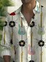 Royaura® Vintage Guitar Print Men's Lapel Pocket Long Sleeve Shirt Big & Tall