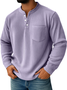 Royaura® Men's Corduroy Crew Neck Button-Down Long Sleeve T-Shirt Big & Tall