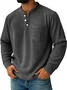 Royaura® Men's Corduroy Crew Neck Button-Down Long Sleeve T-Shirt Big & Tall