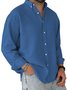 Royaura® Basic Solid Color Cotton Men's Lapel Button Pocket Long Sleeve Shirt Big & Tall