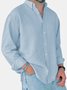 Royaura® Basic Solid Color Cotton Men's Lapel Button Pocket Long Sleeve Shirt Big & Tall