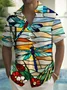 Royaura® Men's Retro Geometric Art Print Button Pocket Short Sleeve Shirt Big & Tall