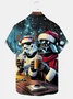 Royaura® Christmas Cartoon Print Casual Stylish Hawaiian Shirt Summer Shirts Pocket Short Sleeve Shirt Big Tall