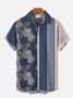 Royaura® Men's Casual Striped Floral Print Pocket Short Sleeve Shirt Big & Tall