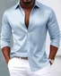 Royaura® Basic Satin Satin Silk Printed Men's Button Pocket Long Sleeve Shirt Big & Tall