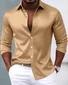 Royaura® Basic Satin Satin Silk Printed Men's Button Pocket Long Sleeve Shirt Big & Tall