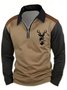Royaura® Men's Retro Western Printed Zipper Long Sleeve Sweatshirt Big & Tall