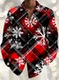 Royaura® Holiday Christmas Plaid Snowflake Art Print Men's Button Pocket Long Sleeve Shirt Big & Tall