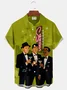 Royaura® Vintage Music Rat Pack Graphic Print Men's Button Pocket Short Sleeve Shirt Big & Tall