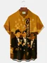 Royaura® Vintage Music Rat Pack Graphic Print Men's Button Pocket Short Sleeve Shirt Big & Tall
