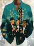 Royaura® Vintage Music Rat Pack Graphic Print Men's Button Pocket Long Sleeve Shirt Big & Tall