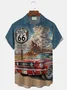 Royaura® Retro Road Car Print Men's Pocket Short Sleeve Shirt Big & Tall