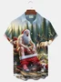 Royaura® Christmas Fun Santa Claus Print Casual Stylish Hawaiian Shirt Summer Shirts Pocket Short Sleeve Shirt Big Tall