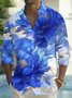 Royaura® Beach Vacation Men's Casual Stylish Flowers Print Men's Button Pocket Long Sleeve Shirt Big Tall