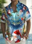 Royaura® Christmas Santa Claus Print Men's Button Pocket Short Sleeve Shirt Big & Tall