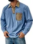 Royaura® Men's Retro Contrast Print Button-Down Long Sleeve Polo Shirt Big & Tall