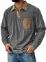 Royaura® Men's Retro Contrast Print Button-Down Long Sleeve Polo Shirt Big & Tall