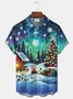 Royaura® Men's Christmas Tree Gradient Print Button Pocket Short Sleeve Shirt Big & Tall