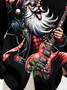 Royaura® Christmas Guitar Santa Print Casual Fashion Men's Button Pocket Long Sleeve Shirt Big Tall