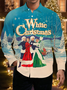 Royaura® Holiday Christmas Vintage White Christmas Poster Art Print Men's Button Pocket Long Sleeve Shirt Big & Tall