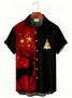 Royaura® Christmas Elk Print Casual Stylish Hawaiian Shirt Summer Shirts Pocket Short Sleeve Shirt Big Tall