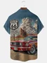 Royaura® Retro Road Car Print Men's Pocket Short Sleeve Shirt Big & Tall