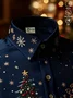 Royaura® Holiday Christmas Santa Art Print Men's Silk Button Pocket Silk Long Sleeve Shirt Big & Tall