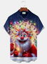 Royaura® Holiday Christmas Santa Art Print Men's Button Pocket Short Sleeve Shirt Big & Tall