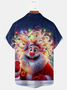 Royaura® Holiday Christmas Santa Art Print Men's Button Pocket Short Sleeve Shirt Big & Tall