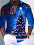 Royaura® Christmas Tree Print Men's Button Pocket Long Sleeve Shirt Big & Tall