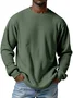 Royaura® Basic Men's Casual Fashion Elastic Round Neck Small Square Waffle Long Sleeve T-Shirt Big Tall