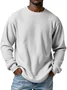 Royaura® Basic Men's Casual Fashion Elastic Round Neck Small Square Waffle Long Sleeve T-Shirt Big Tall