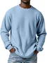 Royaura® Basic Men's Casual Fashion Elastic Round Neck Small Square Waffle Long Sleeve T-Shirt Big Tall