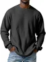 Royaura® Basic Men's Casual Fashion Elastic Round Neck Small Square Waffle Long Sleeve T-Shirt Big Tall