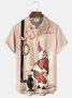 Royaura® Christmas Retro Santa Claus Print Casual Stylish Hawaiian Shirt Summer Shirts Pocket Short Sleeve Shirt Big Tall
