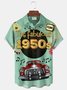 Royaura® Vintage1950s Medieval Atomic Cartoon Print Men's Casual Stylish Button Pocket Short Sleeve Shirt Big Tall