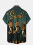 Royaura® Vintage Las Vegas Rat Pack Print Button Pocket Short Sleeve Shirt Big & Tall