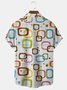 Royaura® Men's Retro Geometric Print Button Pocket Short Sleeve Shirt Big & Tall