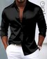 Royaura® Basic Satin Satin Silk Printed Men's Button Pocket Long Sleeve Shirt Big & Tall