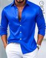 Royaura® Basic Satin Satin Silk Printed Men's Button Pocket Long Sleeve Shirt Big & Tall