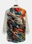Royaura® Vintage Cartoon Print Men's Casual Stylish Button Bagless Long Sleeve Shirt Big Tall