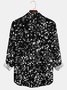 Royaura® Vintage Geometry Print Fashion Men's Button Bagless Silk Like Satin Long Sleeve Shirt Big Tall