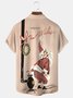 Royaura® Christmas Retro Santa Claus Print Casual Stylish Hawaiian Shirt Summer Shirts Pocket Short Sleeve Shirt Big Tall