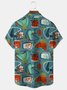 Royaura® Men's Retro Medieval Geometric Print Button Pocket Short Sleeve Shirt Big & Tall