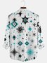 Royaura® Men's Retro Geometric Print Twist-Button Long Sleeve Shirt Big & Tall