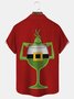 Royaura® Christmas Fun Cartoon Print Men's Button Pocket Short Sleeve Shirt Big & Tall